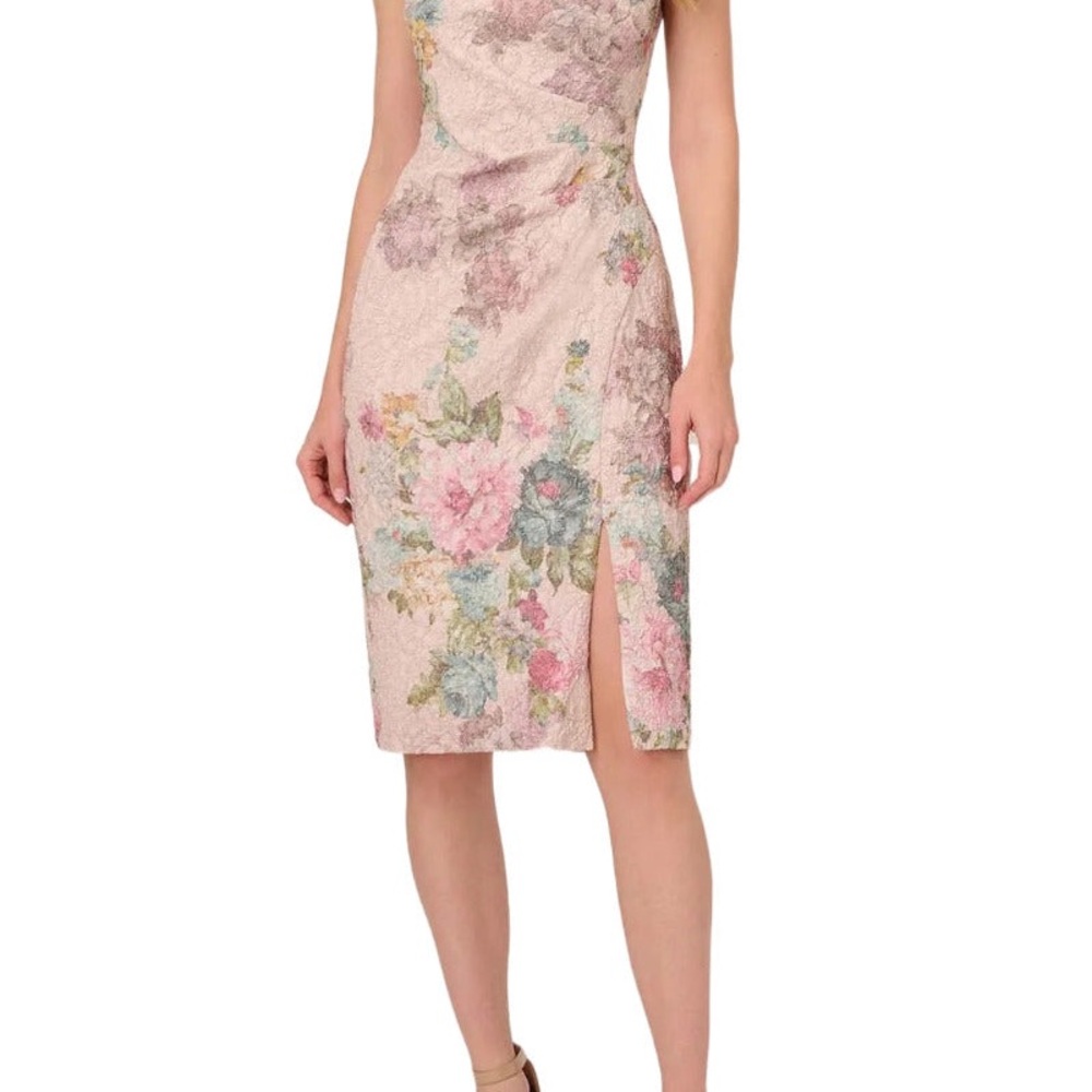 NWT Adrienne Papell Women’s Floral Matelasse Sheath Dress/ size 10